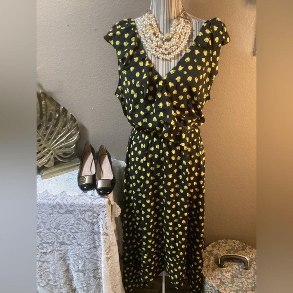 New Who What Wear Asymmetrical Black/Yellow Dress